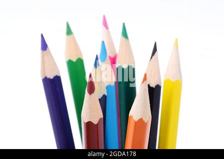 Colored pencils isolated on a white background Stock Photo