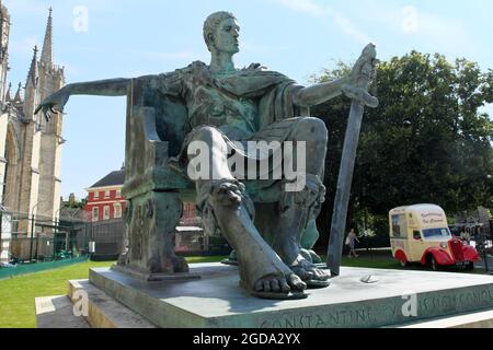 Statue of Constantine The Great Outside The South Entrance To York Minster In Minster Yard In The City Of York Yorkshire England UK Stock Photo