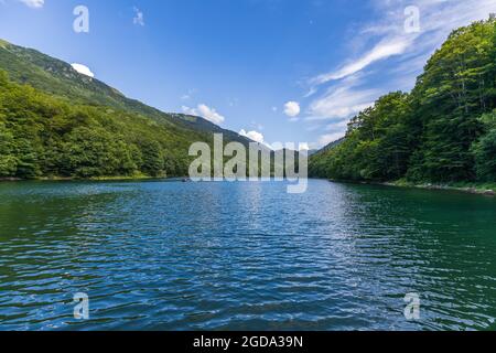 Wide angle view of Biograd lake in Montenegro. Stock Photo