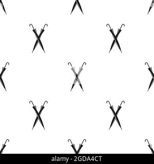 Seamless pattern with crossed umbrella canes. Vintage gentleman wallpaper. Black retro ornament on white background. Father day, hipster background. Stock Vector