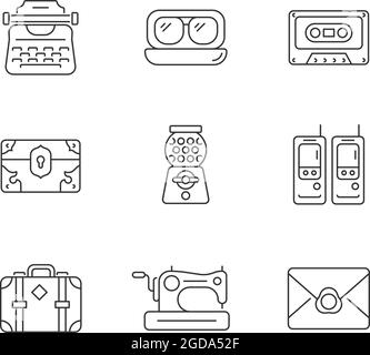 Vintage-inspired style linear icons set for dark and light mode Stock ...
