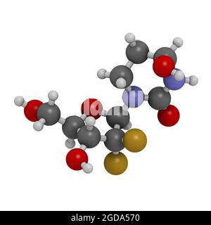 Cedazuridine drug molecule. 3D rendering. Stock Photo