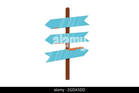 Road sign old with rust. Flat design. Stock Vector