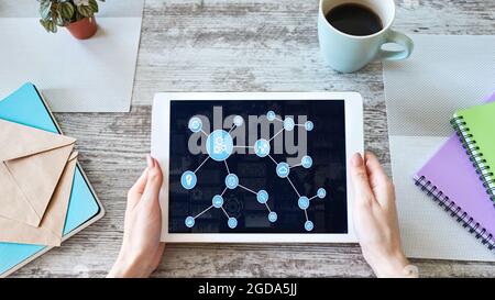 Business and manufacturing process automation. Workflow optimization. Stock Photo