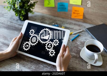 Business process workflow and automation concept on screen. Stock Photo