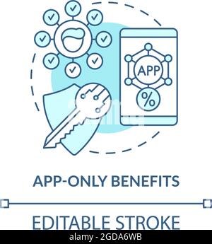 App-only benefits blue concept icon Stock Vector