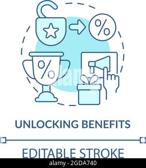 Unlocking benefits blue concept icon Stock Vector