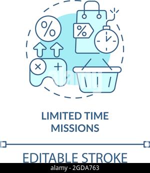 Limited time missions blue concept icon Stock Vector