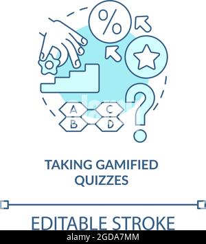 Taking gamified quizzes blue concept icon Stock Vector