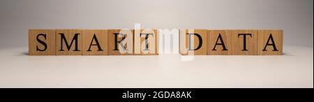 Smart Manufacturing was created from wooden cubes. Industry and technology. close up. Stock Photo