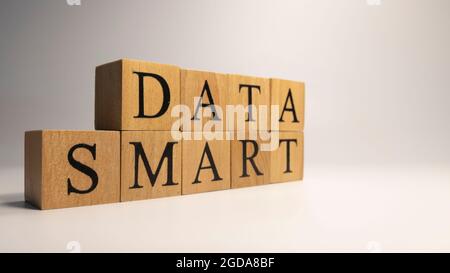 Smart Manufacturing was created from wooden cubes. Industry and technology. close up. Stock Photo