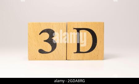 Created from 3D wooden cubes. Industry and technology. close up. Stock Photo