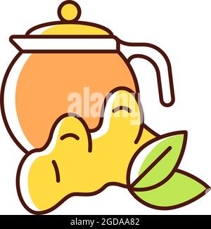 Ginger tea RGB color icon Stock Vector