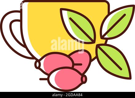 Rosehip tea RGB color icon Stock Vector