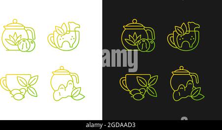 Medicinal tea gradient icons set for dark and light mode Stock Vector