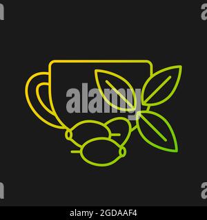 Rosehip tea gradient vector icon for dark theme Stock Vector