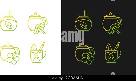 Herbal tea gradient icons set for dark and light mode Stock Vector