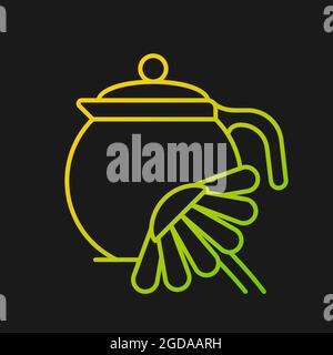 Chamomile tea gradient vector icon for dark theme Stock Vector