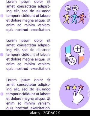 Refer a friend, shares and likes concept line icons with text Stock Vector