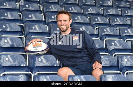 Edinburgh.Scotland UK.12th Aug 21. Edinburgh Rugby Head Coach Mike Blair training session in the new £5.7m Stadium situated in the shadow of BT Murrayfield . Credit: eric mccowat/Alamy Live News Stock Photo