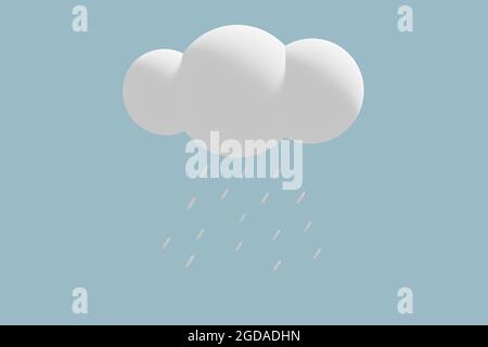 Raining clouds drawing isolated on blue background. 3D illustration. High quality 3d illustration Stock Photo