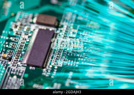 Computer board with processor and motion blur Stock Photo
