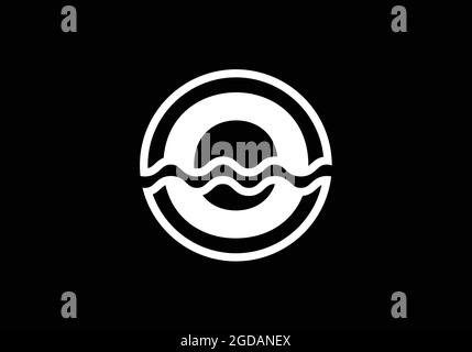 Initial O monogram alphabet in a circle with water waves. Water wave logo design. Logo for the ocean, sea-related business, and company identity Stock Vector