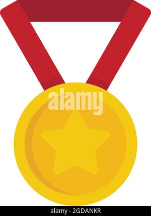 Gold medal reputation icon flat isolated vector Stock Vector