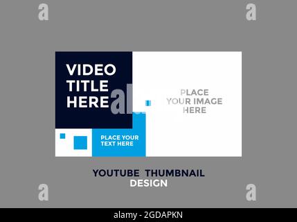 Editable youtube thumbnail design in square blue color theme design Stock Vector