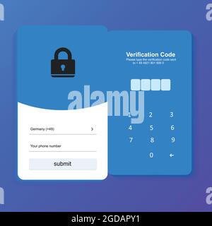 The process of checking the code by phone number. Authorization. Authorization design. UI UX Design Stock Vector