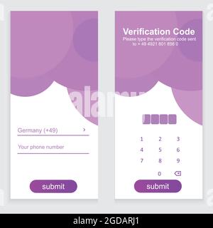 The process of checking the code by phone number. Authorization. Authorization design. UI UX Design Stock Vector