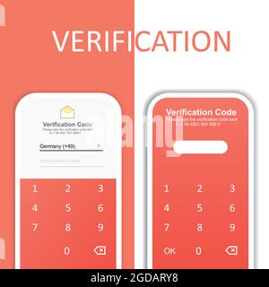 The process of checking the code by phone number. Authorization. Authorization design. UI UX Design Stock Vector