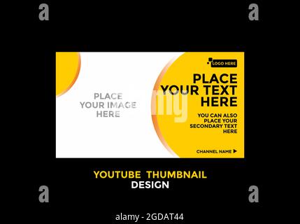 Editable youtube thumbnail design in yellow color theme design Stock Vector