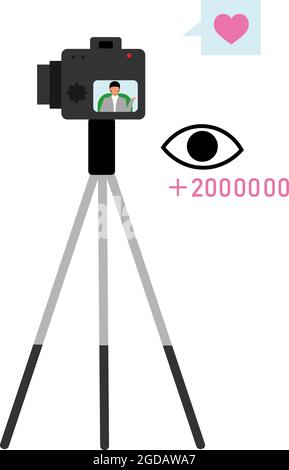 Camera for live streaming semi flat color vector object Stock Vector