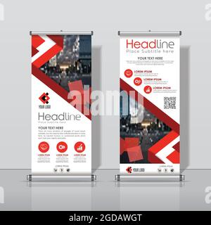 Red, Dark Color, Roll up Banner Design, Business  Abstract Vertical Template Vector Cover Abstract Modern Rectangle Size. Stock Vector