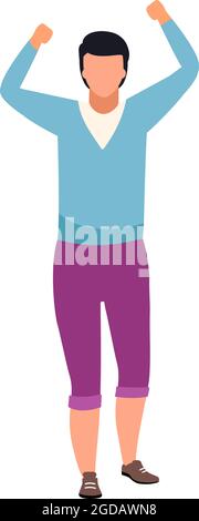 Guy expressing public protest semi flat color vector character Stock Vector