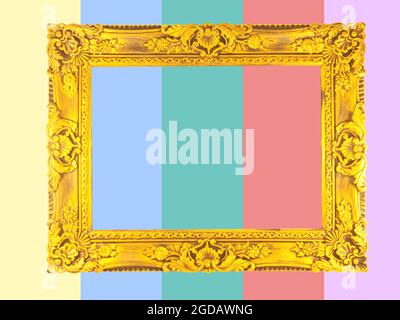 Rich Golden Frame isolated on summer color  background Stock Photo
