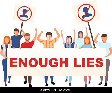 Anti-government demonstration flat concept vector illustration Stock Vector