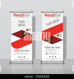 Red Roll up Banner Design, Business  Abstract Vertical Template Vector Cover Abstract Modern Rectangle Size. Stock Vector