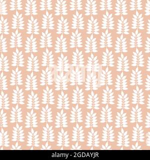 Ash leaves placed vertically in several rows on a peach color background Stock Vector