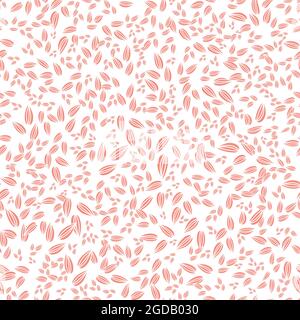 Abstract leaves of different sizes and coral color that are distributed on a transparent background Stock Vector
