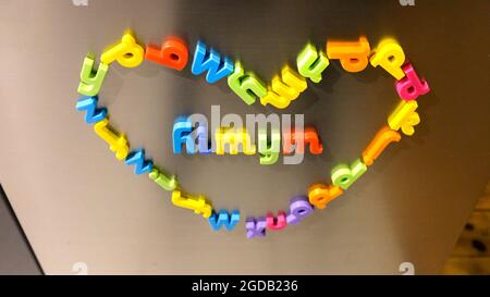 A heart made with fridge magnets Stock Photo