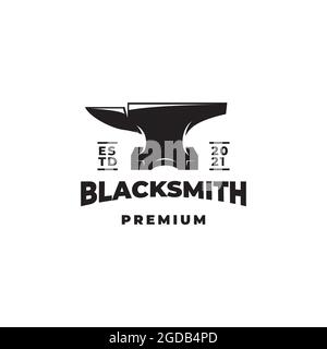 Blacksmith forge anvil logo design vector template Stock Vector