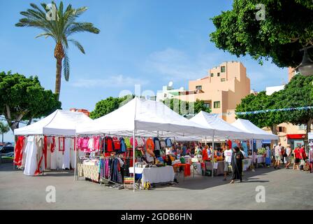 Outdoor market, Calle de la Plaza, Alcala, Tenerife, Canary Islands, Spain Stock Photo