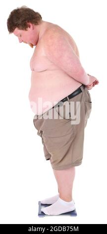 Man stand on the digital weight scale. Diet, weight loss, overweight,  obesity and health concept 9929219 Stock Photo at Vecteezy