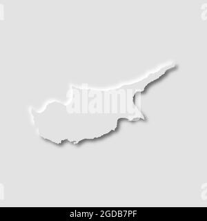 Cyprus map in neumorphism style on white background, vector illustration Stock Vector