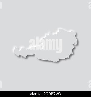 Austria map in neumorphism style on white background, vector illustration Stock Vector