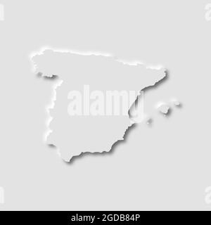 Spain map in neumorphism style on white background, vector illustration Stock Vector