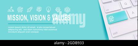 Mission Vision and Values Web Header & Icon Set Stock Vector