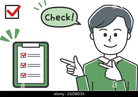 A man filling out a medical questionnaire. Vector illustration isolated on white background. Stock Vector